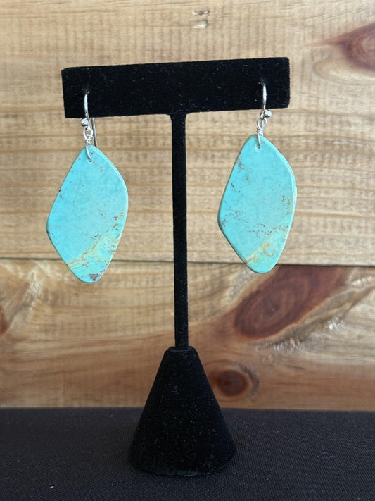 Turquoise & Sterling Silver Slab Dangle Earrings