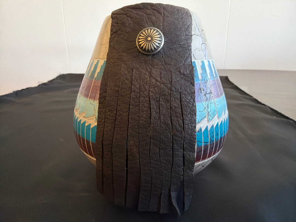 Horsehair Pottery - Black Leather Accent