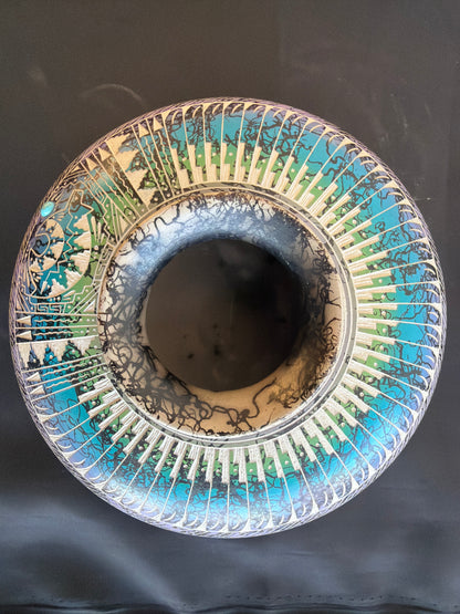 Horsehair Pottery- Myron Charlie ( Purple/green/blue) (Navajo)