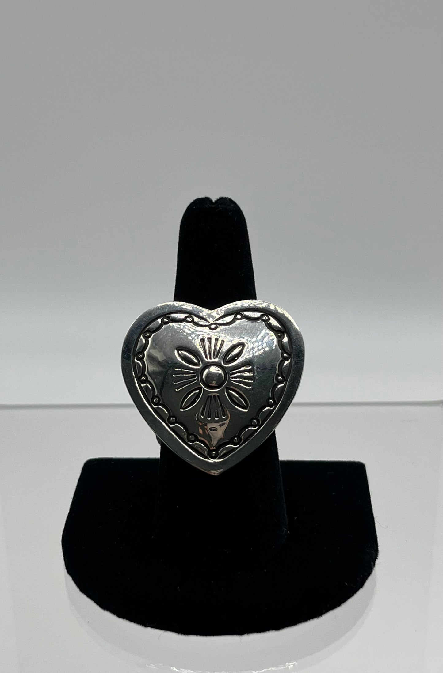 Large Sterling Silver Heart Shaped Ring