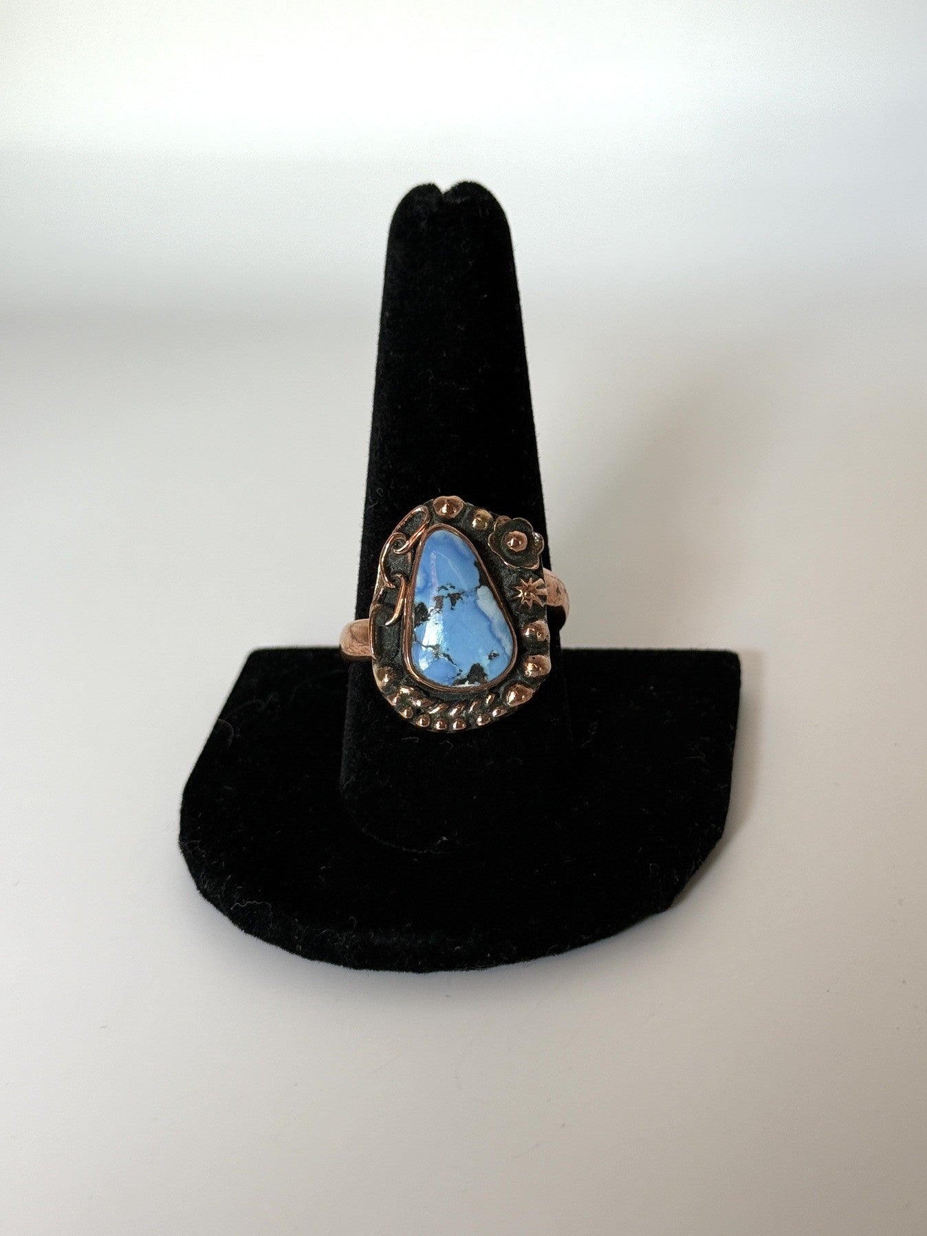 Golden Hills Turquoise & Copper Raindrop Ring - Size 11