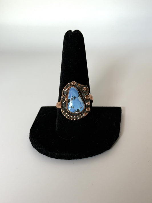 Golden Hills Turquoise & Copper Raindrop Ring - Size 11