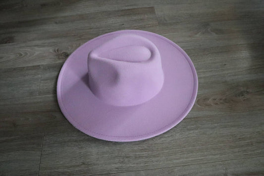 Rancher Wide Brim Fedora Hat: Lilac