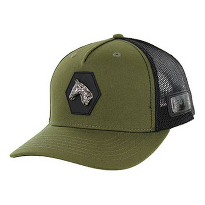 HORSE TRUCKER CAP – COTTON/POLY BLEND | DOUBLE SNAPBACK: Brown/Black