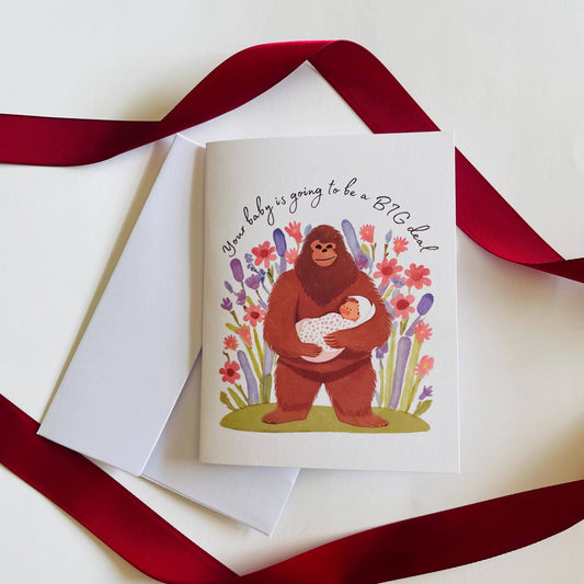 Bigfoot Baby Shower & Pregnancy Congratulations Card: White