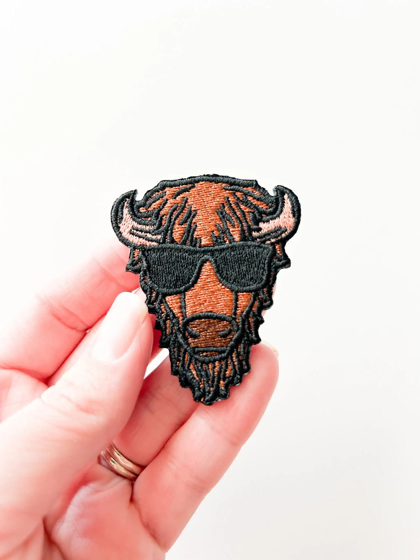 Buffalo Iron On Patch | Bison with Sunglasses Iron-On Patch