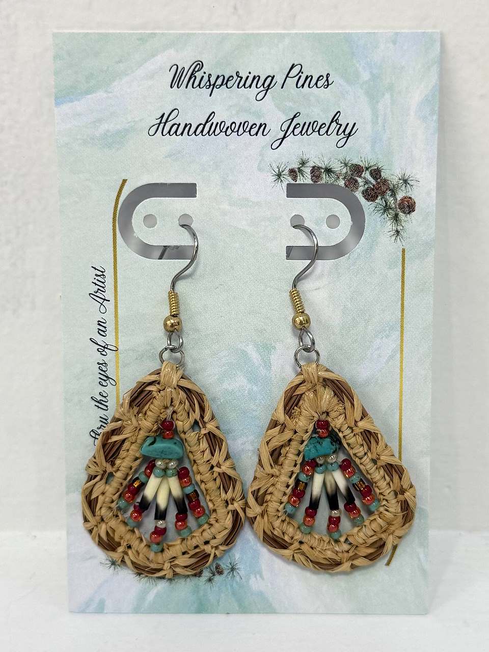 Whispering Pines Handwoven Jewelry - Butterfly Hairpin and Earring Set