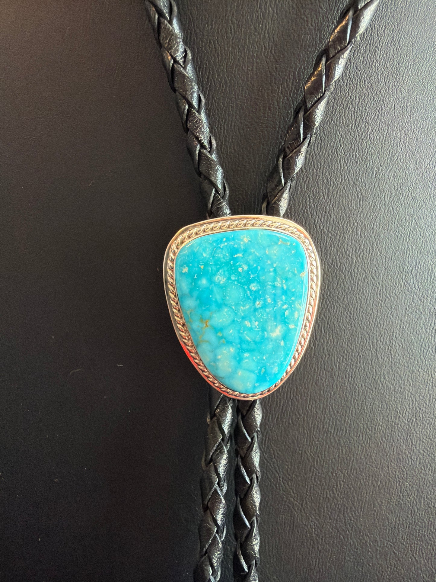 Kingman Turquoise/Sterling Silver Bolo Tie