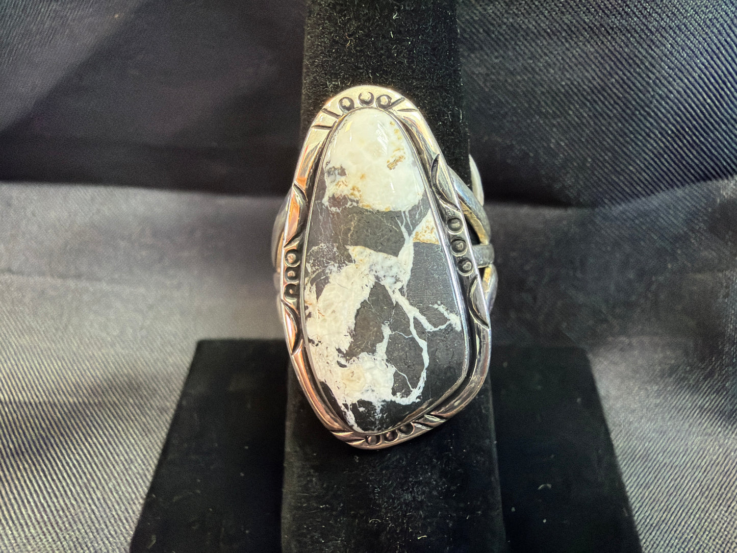 White Buffalo/Sterling Silver Ring (Size 8)