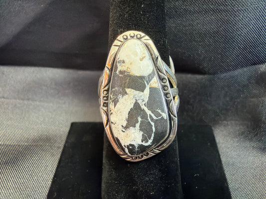 White Buffalo/Sterling Silver Ring (Size 8)