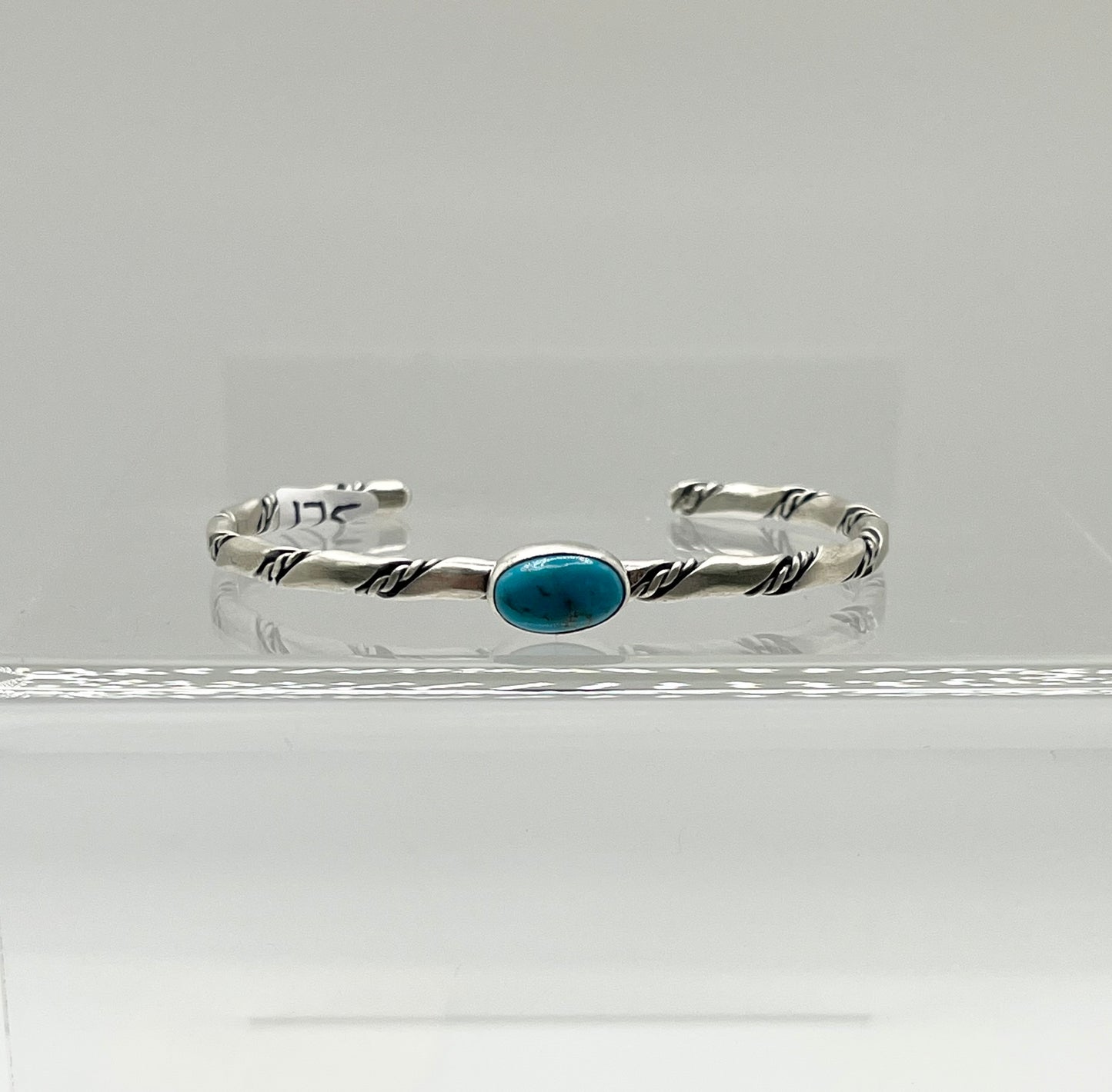 Turquoise and Sterling Silver Rope Cuff Bracelet