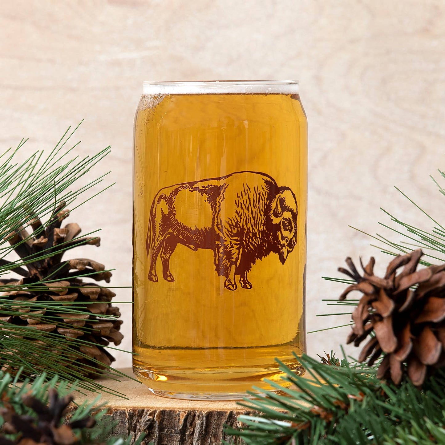 Bison Can Glass | Iced Coffee Cup | Buffalo Pint Glasses