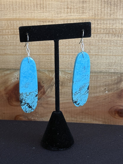 Turquoise and Sterling Silver Slab Dangle Earrings