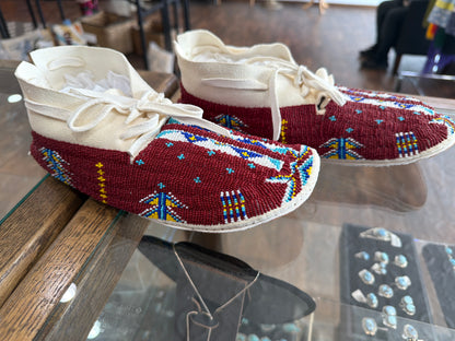 Fully Beaded Beaded Moccasins Sz 10