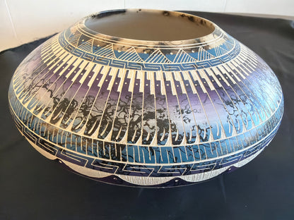 Horsehair Pottery- Myron Charlie (Blues/Purples) (Navajo)