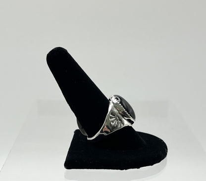 Men’s Onyx and Sterling Silver Ring; Size 11