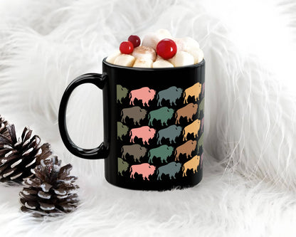 Retro Bison Coffee Mug for Buffalo Fans and Nature Lovers: 15 oz