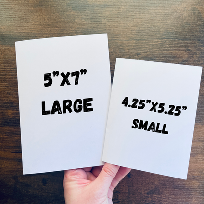 A BIG birthday is in sight Bigfoot Birthday Card: Small Notecard 4.25” x 5.25” / Brown Kraft Paper