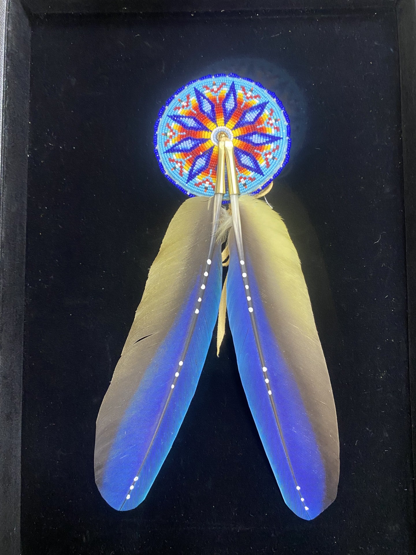 Large Beaded Feather Hair Ornament