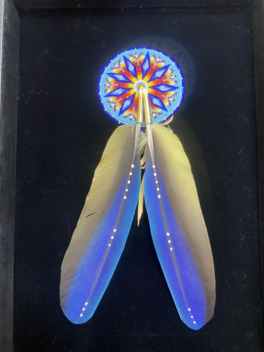 Large Beaded Feather Hair Ornament