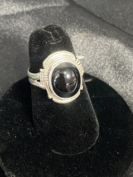 Onyx & Sterling Silver Ladies Ring