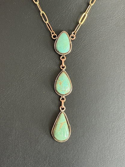 Turquoise & Copper Necklace with Teardrop Stones