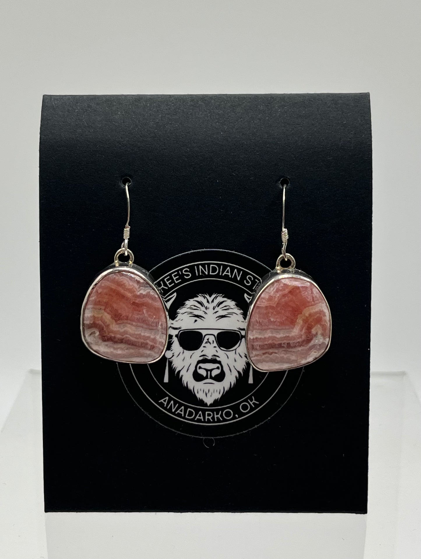 Rhodochrosite and Sterling Silver Earrings