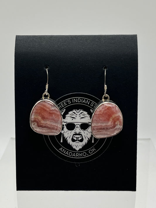 Rhodochrosite and Sterling Silver Earrings