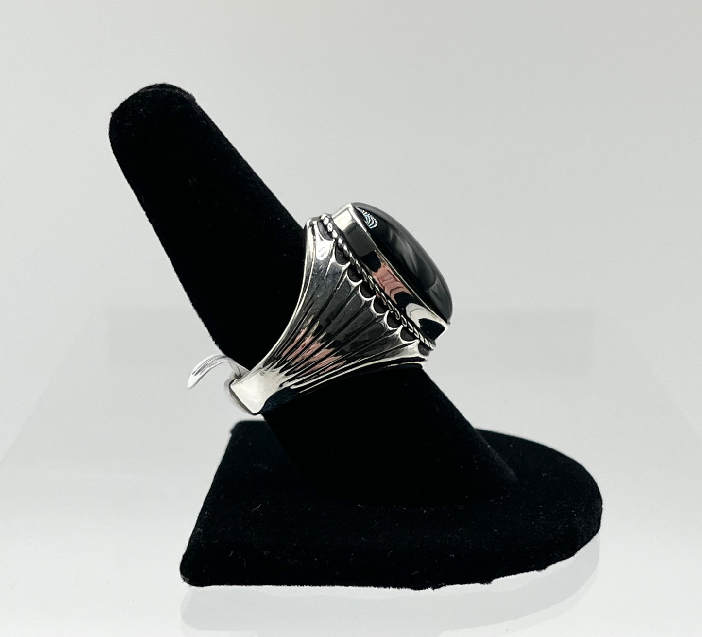 Men’s Onyx and Sterling Silver Ring; Size 9