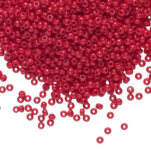 11 seed Bead Opaque Ruby Red