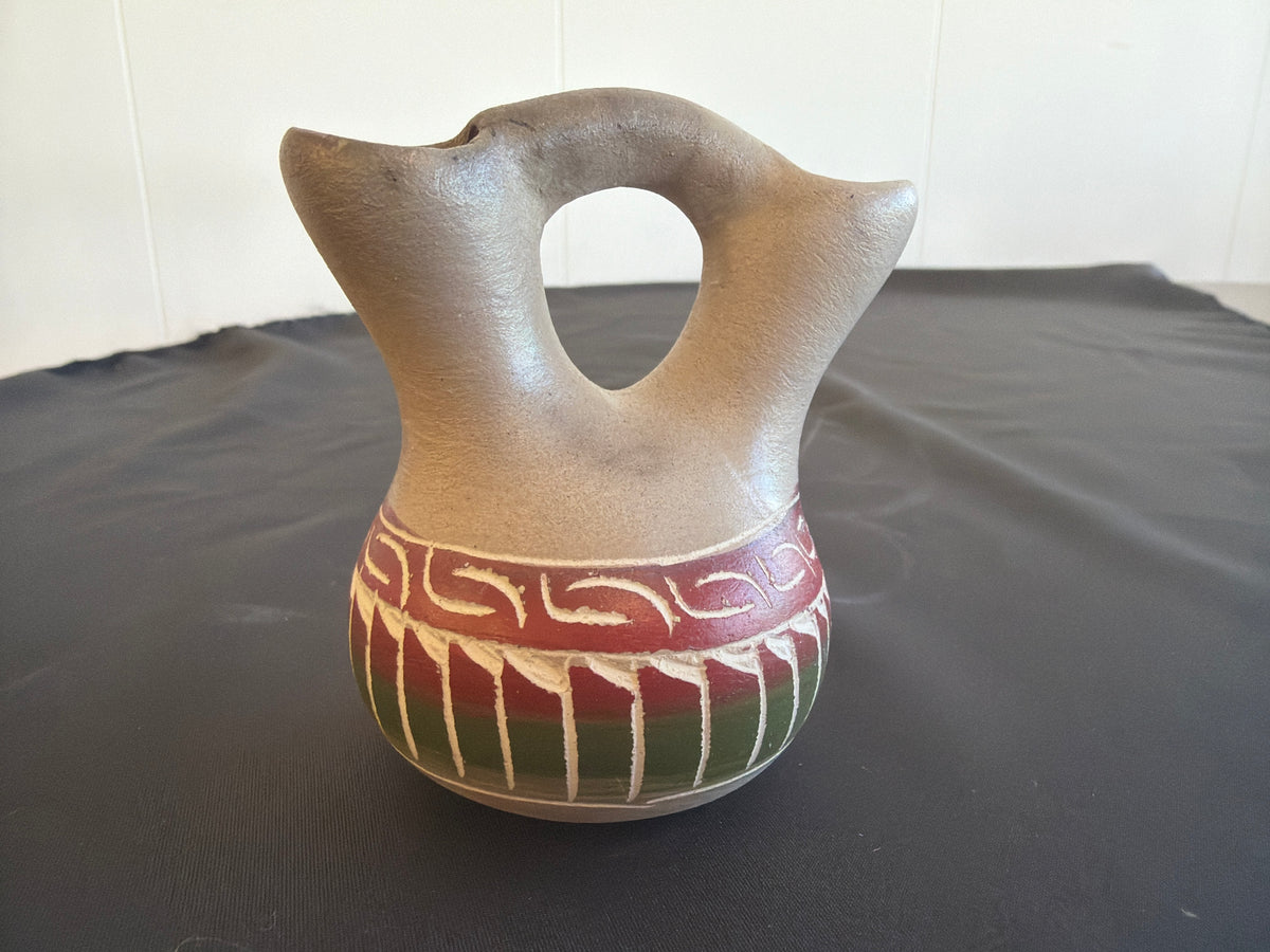 Horsehair Pottery - Wedding Vase (Small-Red/DarkGreen