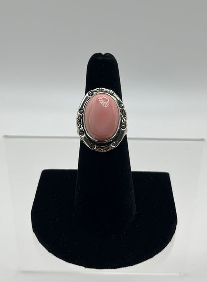 Pink Conch and Sterling Silver Ring Size 7.5