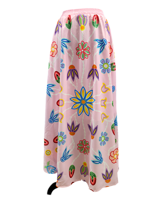 Pink Floral Skirt; Lined with Pockets
