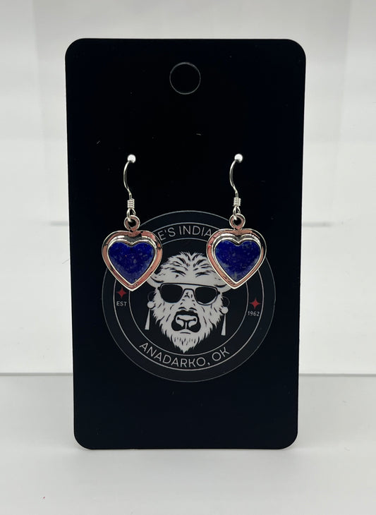 Lapis Lazuli and Sterling Silver Heart Shaped Earrings