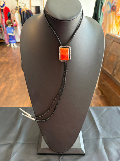 Spiny Oyster/ Sterling Silver Bolo Tie