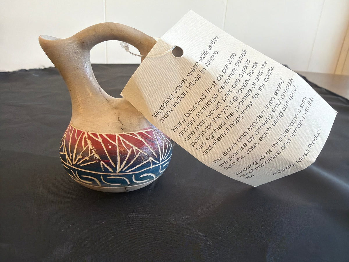 Horsehair Pottery - Wedding Vase (red/blue)