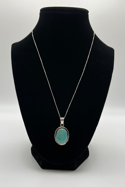 Turquoise and Sterling Silver Pendant with chain