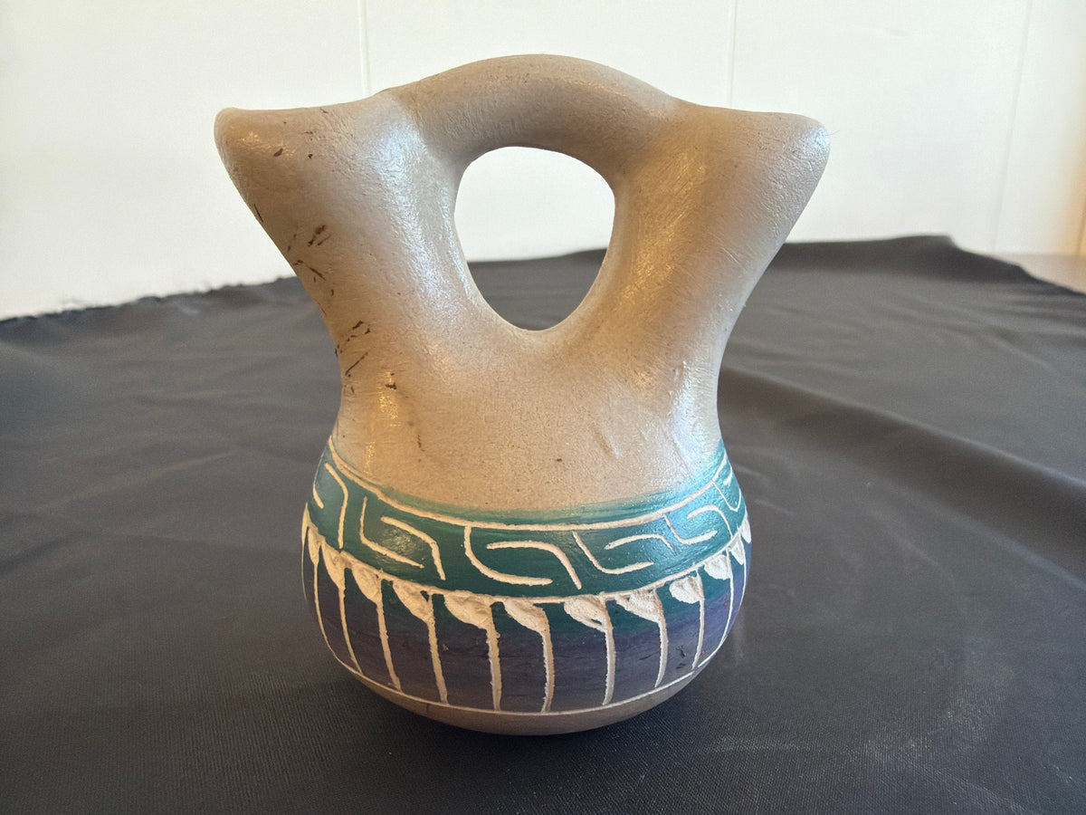 Horsehair Pottery - Wedding Vase Small (Teal/Purple)