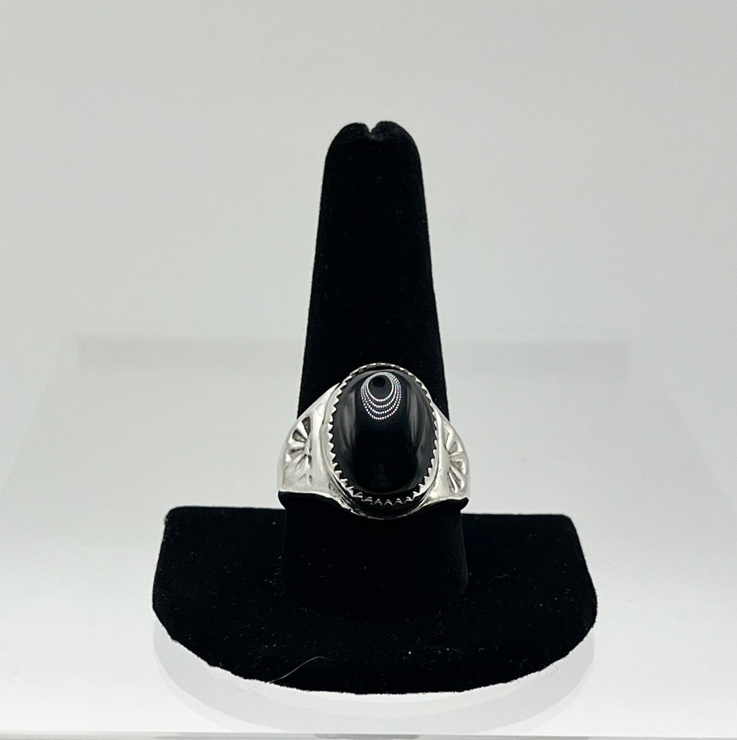Men’s Onyx and Sterling Silver Ring; Size 11