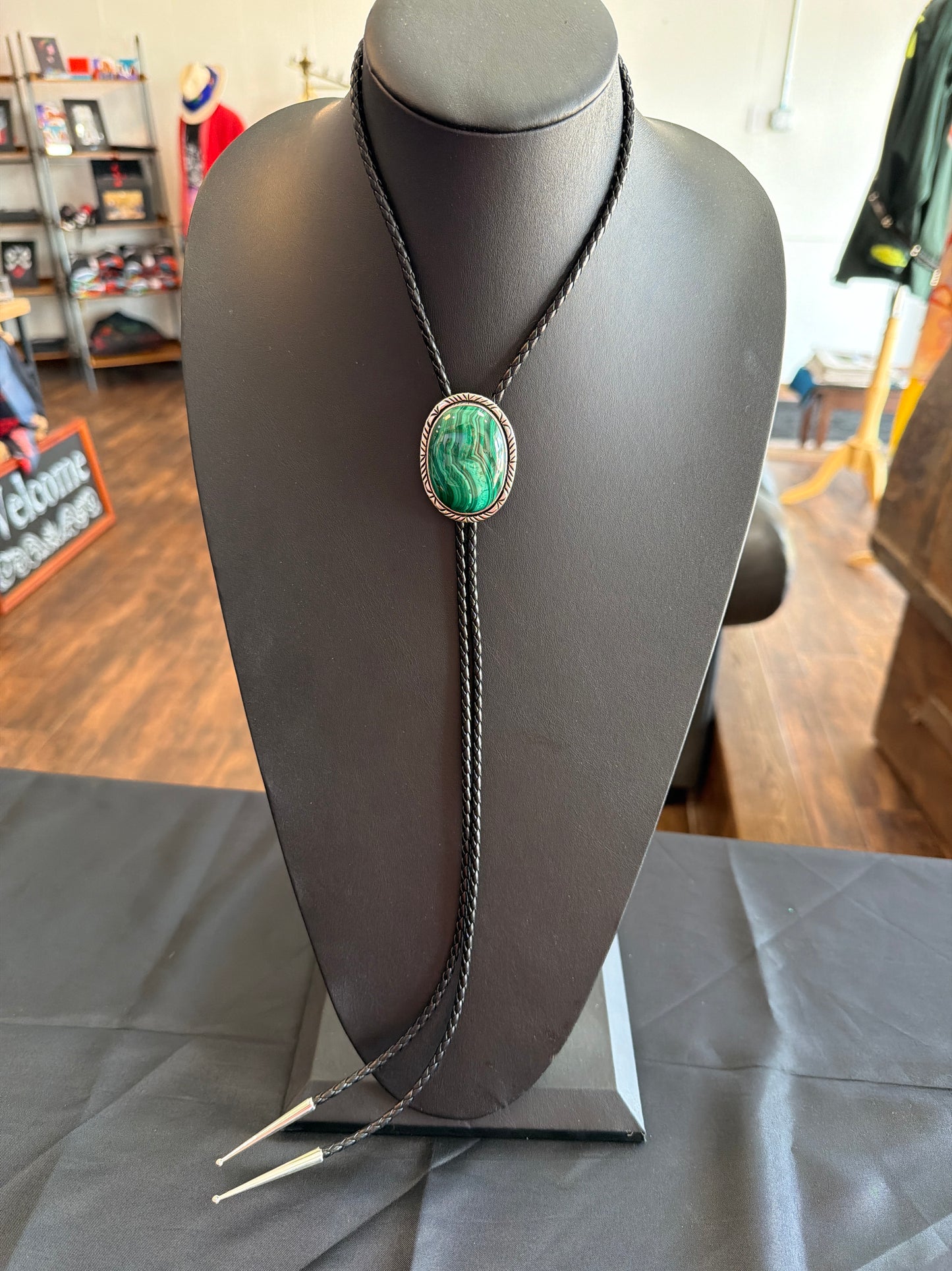 Malachite/Sterling Silver Bolo Tie