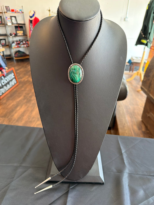 Malachite/Sterling Silver Bolo Tie