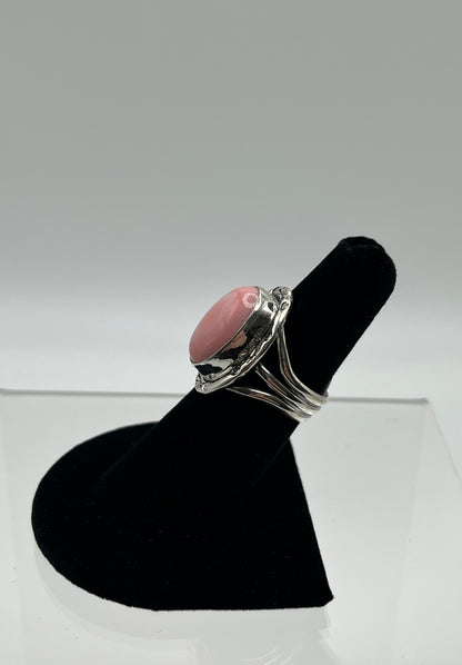 Pink Conch and Sterling Silver Ring Size 7.5