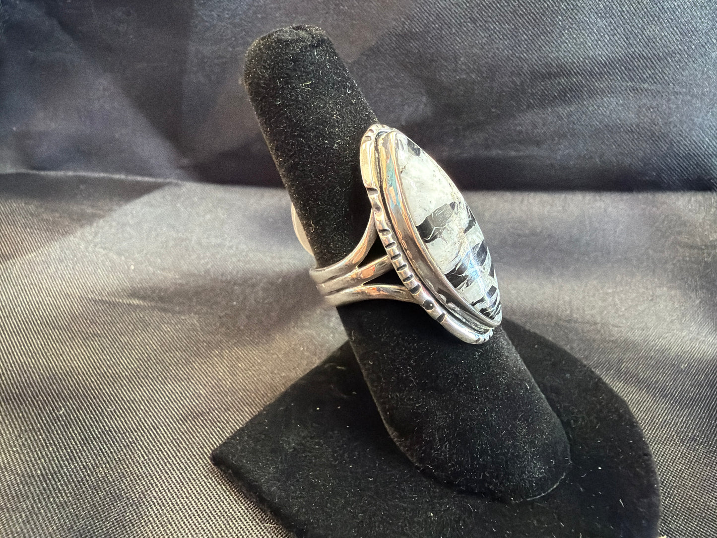 White Buffalo/Sterling Silver Ring (Size 7)