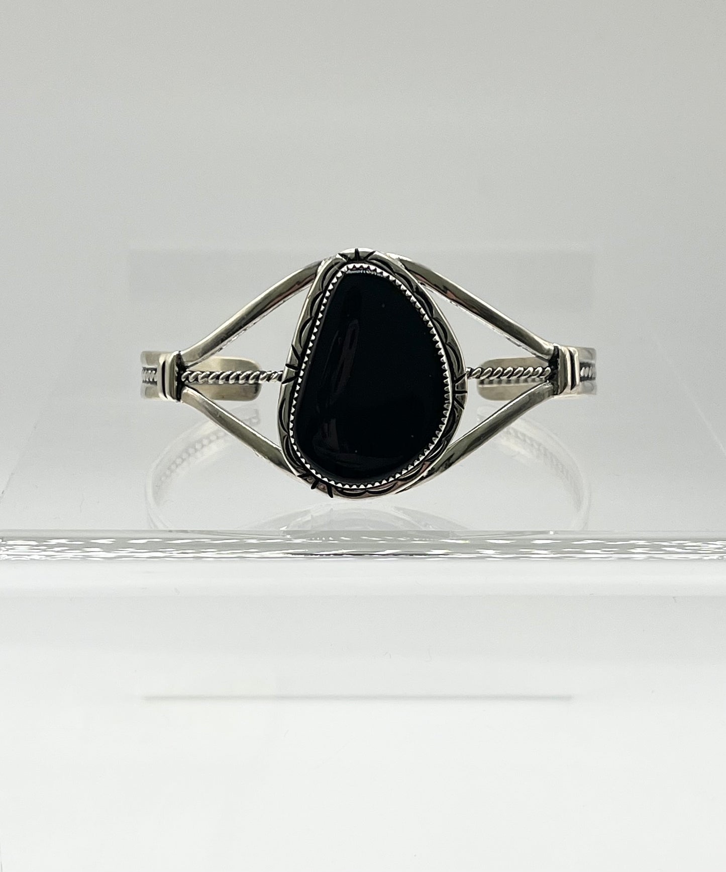 Large Onyx and Sterling Silver Cuff Bracelet