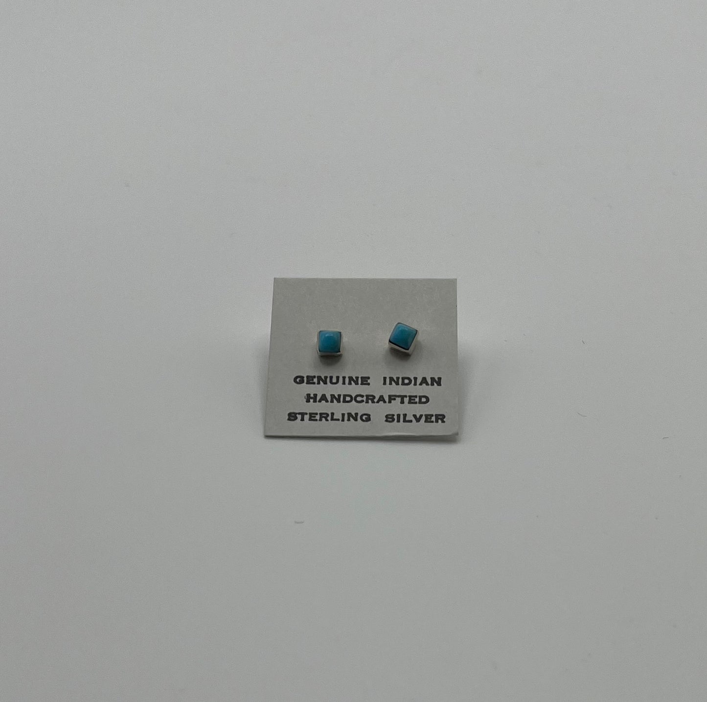 Petite, Turquoise and Sterling Silver Square Shaped studs