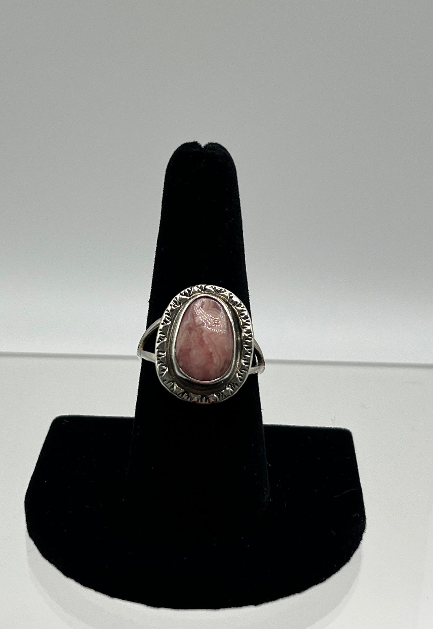 Rhodochrosite and Sterling Silver Ring Size 9