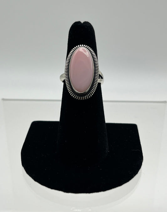 Pink Conch and Sterling Silver Ring Size 6.25 Adjustable