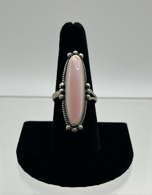 Pink Conch and Sterling Silver Ring Size 8.25 Adjustable