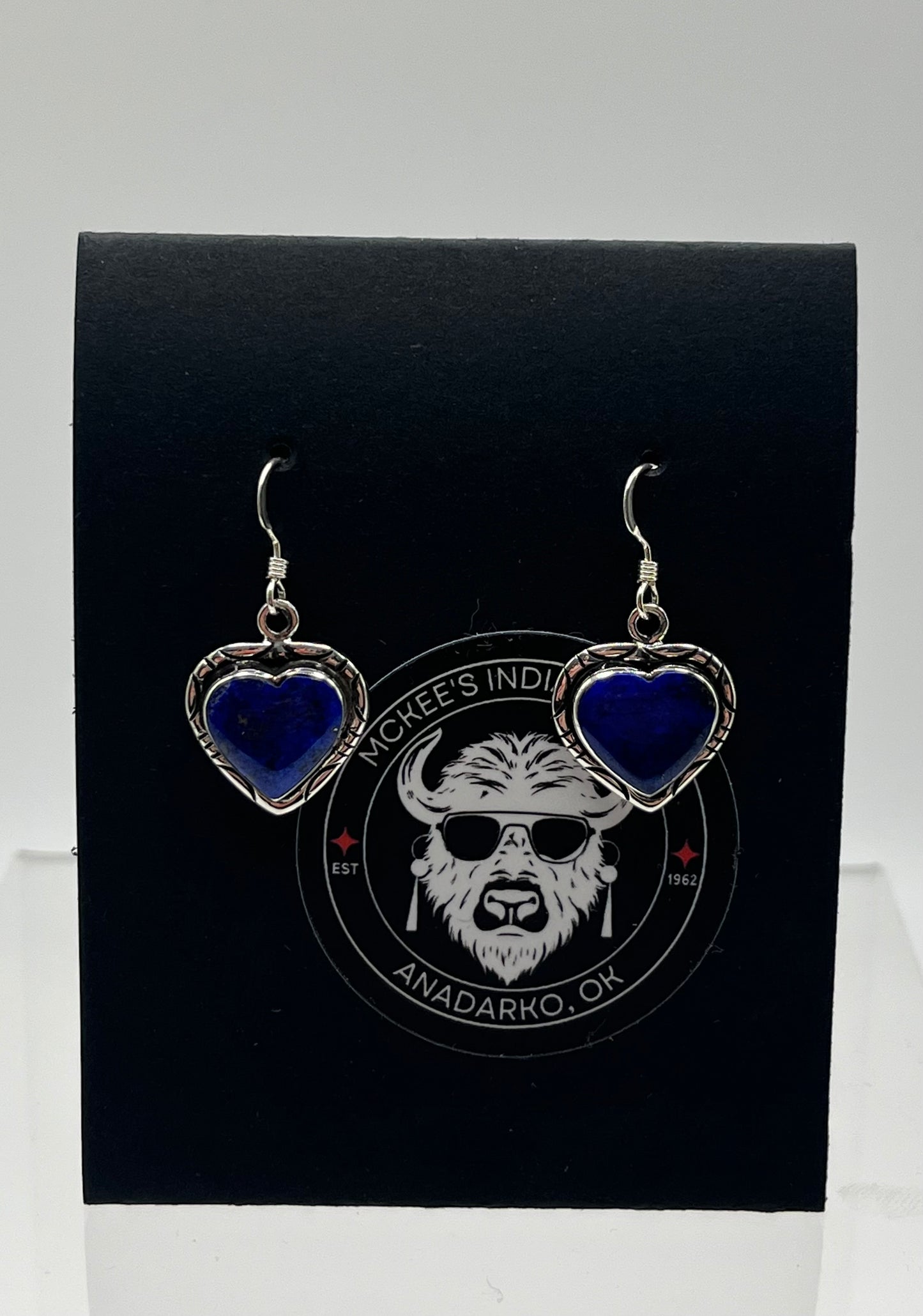 Lapis Lazuli and Sterling Silver Heart Earrings