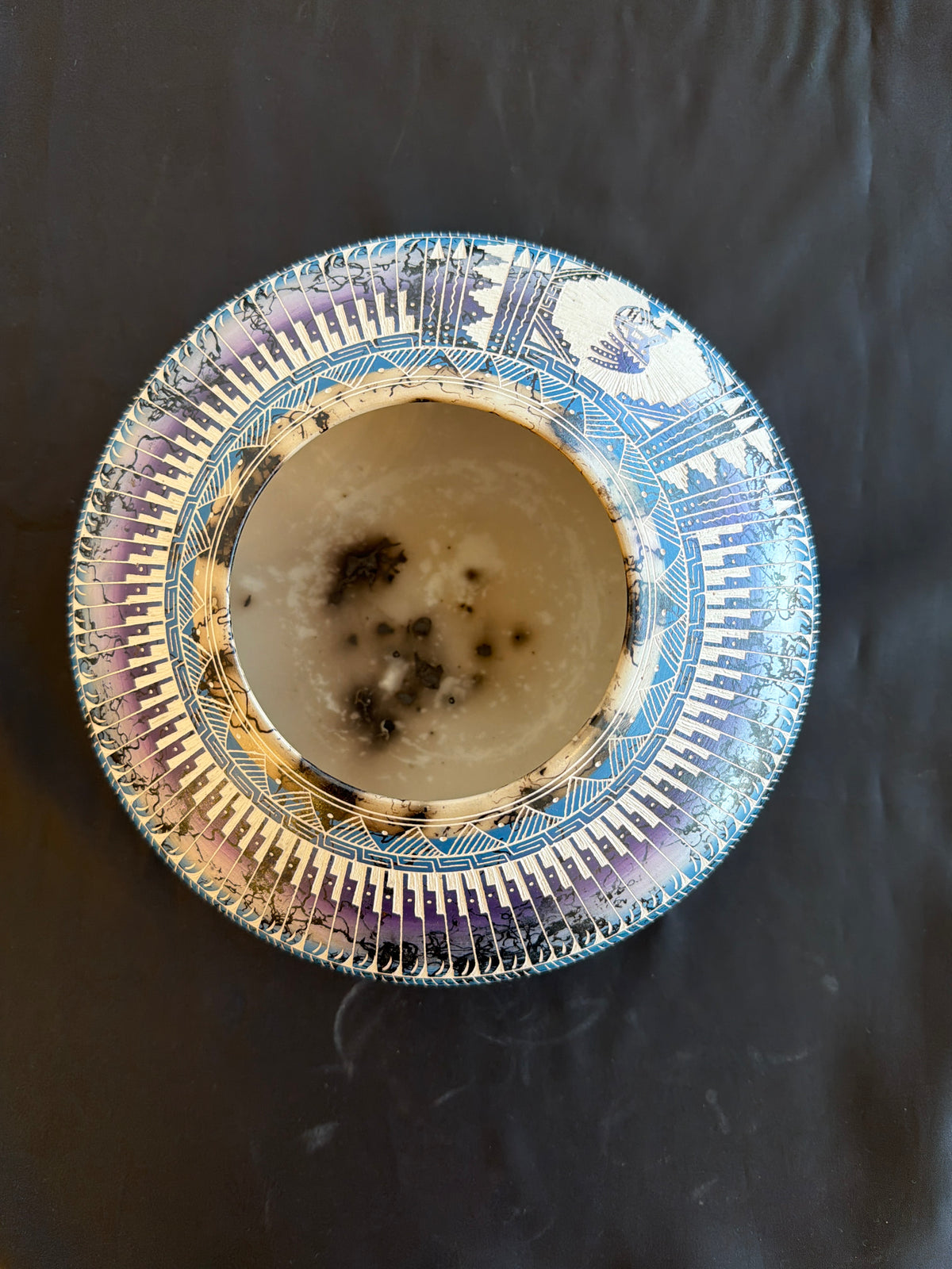 Horsehair Pottery- Myron Charlie (Blues/Purples) (Navajo)